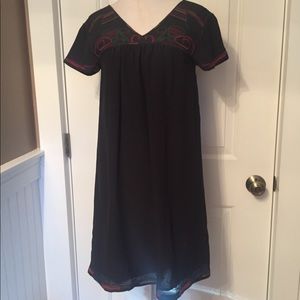 NEW MADEWELL DRESS BLACK MINI SILK SHIFT SHORT SLEEVE V-NECK Size XXS